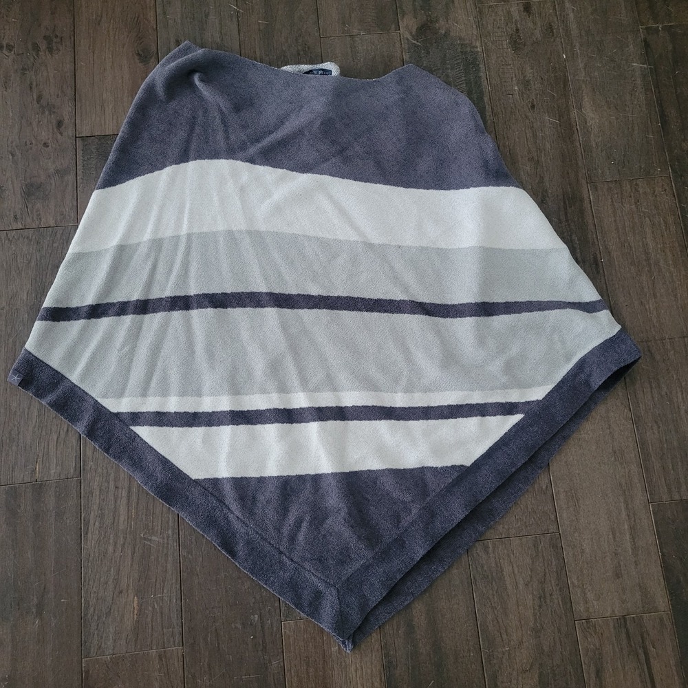 Barefoot Dreams Sweater Womens One Size Plus Ultra Lite Gray Stripe Poncho